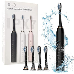 6 Modes Sonic Electric Toothbrushes for Adults Kids Smart Timer Rechargeable Whitening Toothbrush Waterproof 4 Brush Head